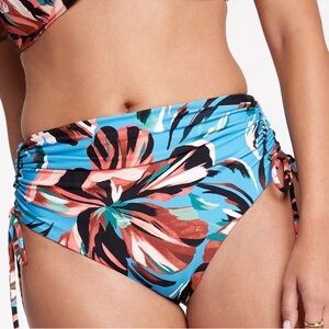 CALIA Women's High Waisted Ruched Side Tie Swim Bottoms